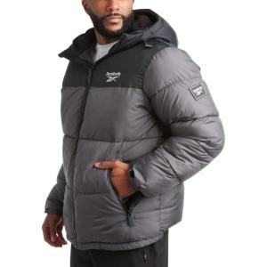 imageReebok Mens Puffer Jacket  Heavyweight Quilted Puffer Coat with Wide Hood  Weather Resistant Ski Jacket for Men MXXLBlackCharcoal