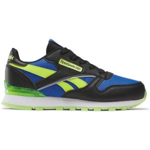 imageReebok UnisexChild Classic Leather Step N Flash SneakerBlackVector BlueLaser Lime
