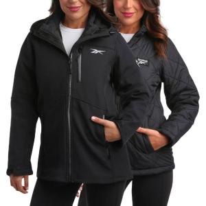 imageReebok Womens Winter Coat  Waterproof Windbreaker Jacket with Removable Puffer Coat  System Jacket for Women SXLJet Black
