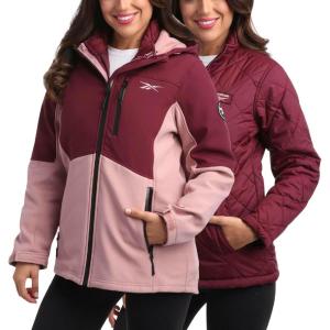imageReebok Womens Winter Coat  Waterproof Windbreaker Jacket with Removable Puffer Coat  System Jacket for Women SXLMaroon