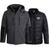 imageReebok Mens Winter Coat Softshell Jacket with Removable Puffer Coat  System Ski Jacket for Men MXXLCharcoal Grey