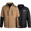 imageReebok Mens Winter Coat Softshell Jacket with Removable Puffer Coat  System Ski Jacket for Men MXXLDark Khaki