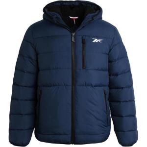 imageReebok Mens Winter Jacket  Heavyweight Quilted Puffer Parka Coat  Ski Jacket for Men Sherpa Lined Hood SXLVector Navy Blue