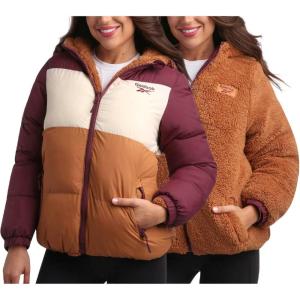 imageReebok Womens Winter Jacket  Reversible Quilted Puffer Coat with Sherpa Fleece Lining  Reversible Jacket for Women SXLMaroon