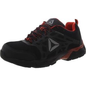 imageReebok Work Mens RB1061 Beamer Safety Toe Seamless Athletic Work Shoe Black ampamp Red TrimBlack