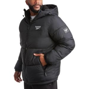 imageReebok Mens Puffer Jacket  Heavyweight Quilted Puffer Coat with Wide Hood  Weather Resistant Ski Jacket for Men MXXLBlack