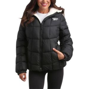 imageReebok Womens Winter Jacket  Heavyweight Quilted Puffer Parka Coat  Sherpa Lined Ski Jacket for Women SXLJet Black