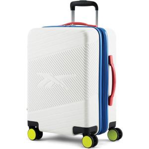 imageReebok Go Collection 20 Inch Hard Shell Spinner Carry On Luggage for Airplanes ABSPC Hardside Suitcase with 360Degree Spinner Wheels Retractable Handle Airline Approved BlueWhite
