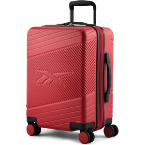 imageReebok Go Collection 20 Inch Hard Shell Spinner Carry On Luggage for Airplanes ABSPC Hardside Suitcase with 360Degree Spinner Wheels Retractable Handle Airline Approved BlueRed