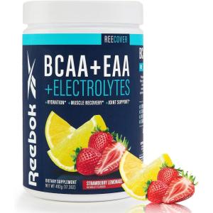 imageReebok ReeCover BCAA  EAA  Electrolytes  8g EAAs 5g BCAAs Hydration Matrix  Muscle Recovery Strength  PostWorkout Support  30 Servings  Rocket Moon PopStrawberry Lemonade