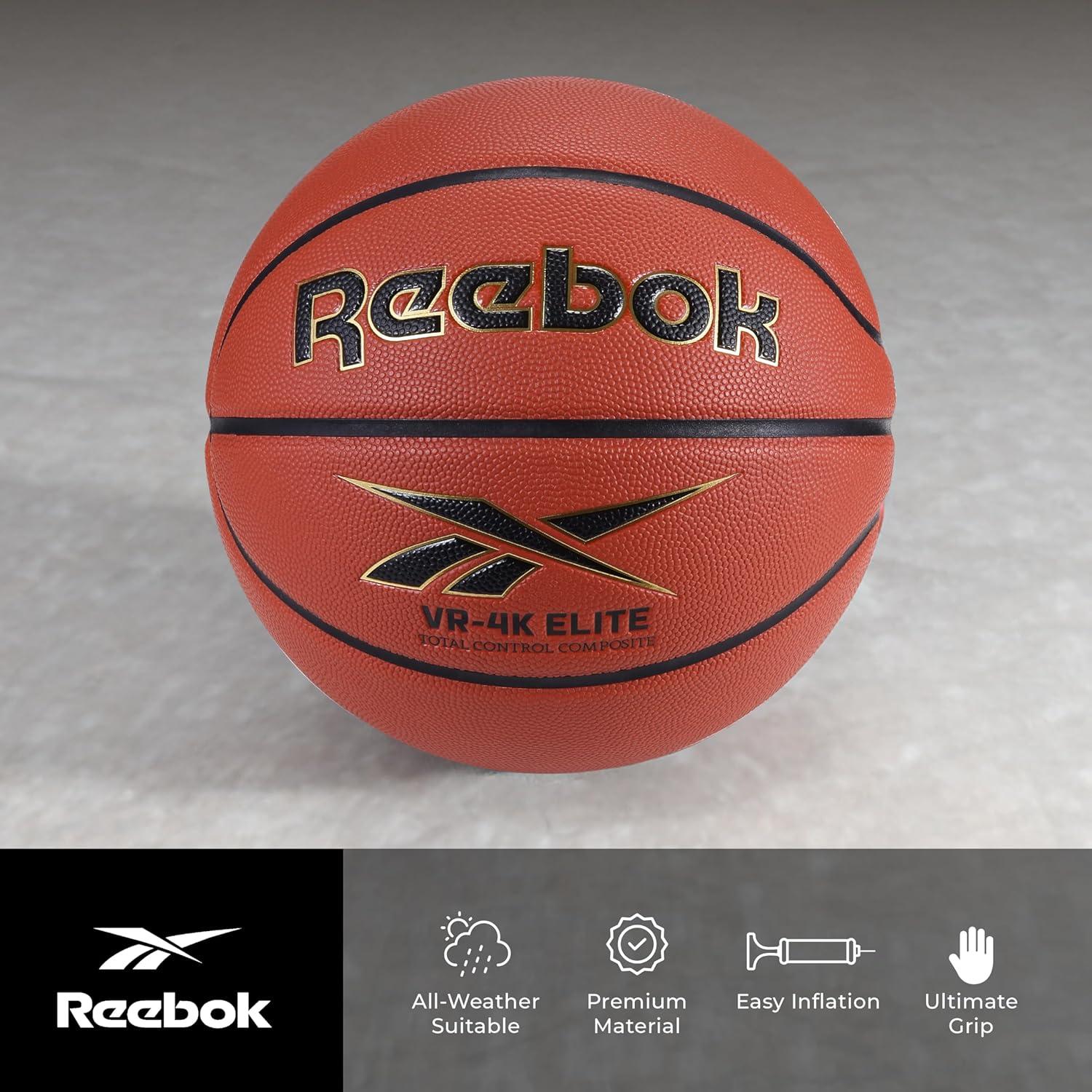 imageReebok Elite Basketball Official Size Composite Leather AntiSlip Grip Consistent Shape Retention Includes Pump ampamp Needle VR4K Series