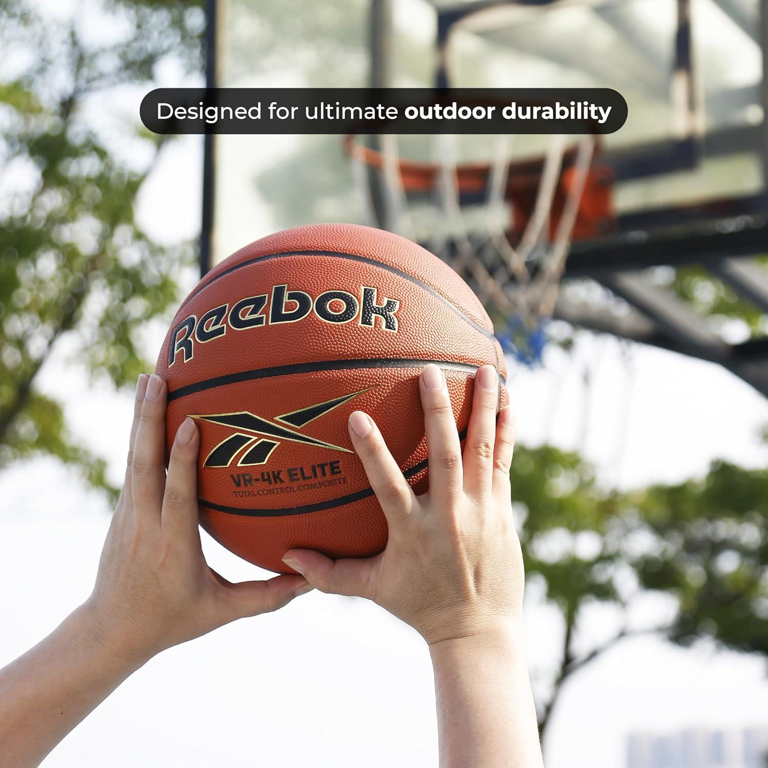 imageReebok Elite Basketball Official Size Composite Leather AntiSlip Grip Consistent Shape Retention Includes Pump ampamp Needle VR4K Series