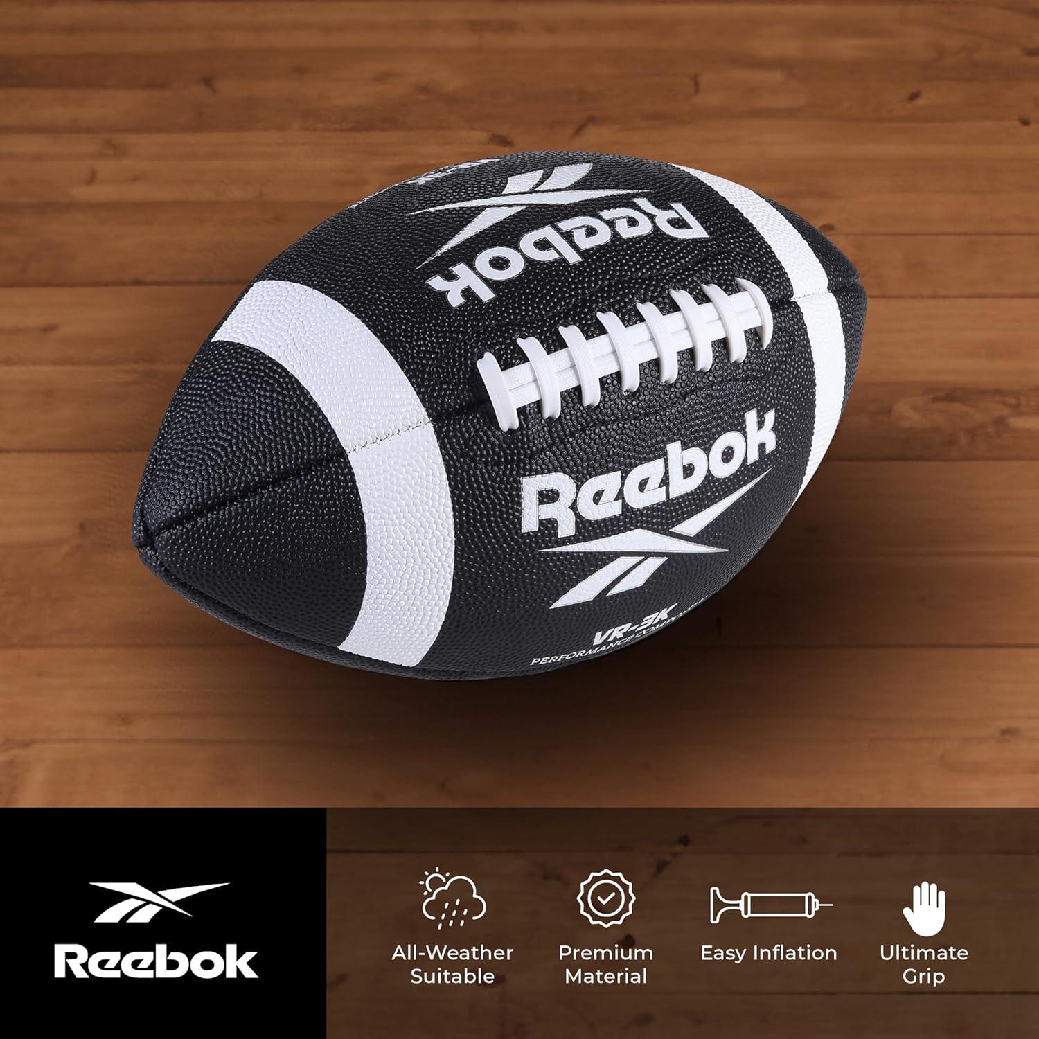 imageReebok Elite Recreational Football Official Size Composite Leather Innovative Soft Grip Technology Cushion Lining Includes Pump ampamp Needle VR4K Series VarsityVR3K Black Series Football