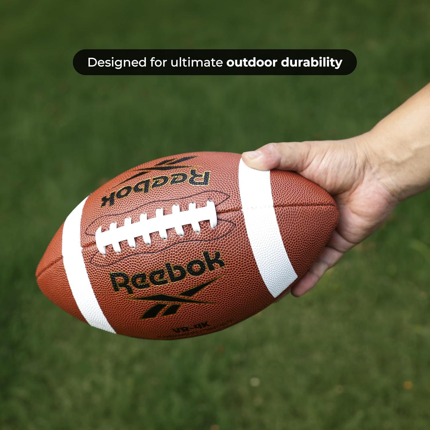 imageReebok Elite Recreational Football Official Size Composite Leather Innovative Soft Grip Technology Cushion Lining Includes Pump ampamp Needle VR4K Series VarsityVR4K Series Football