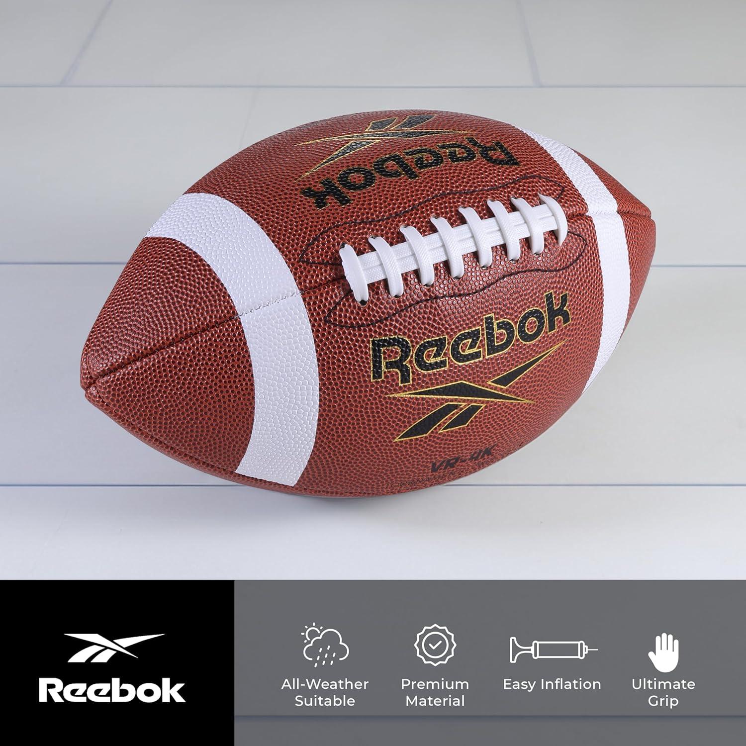 imageReebok Elite Recreational Football Official Size Composite Leather Innovative Soft Grip Technology Cushion Lining Includes Pump ampamp Needle VR4K Series VarsityVR4K Series Football