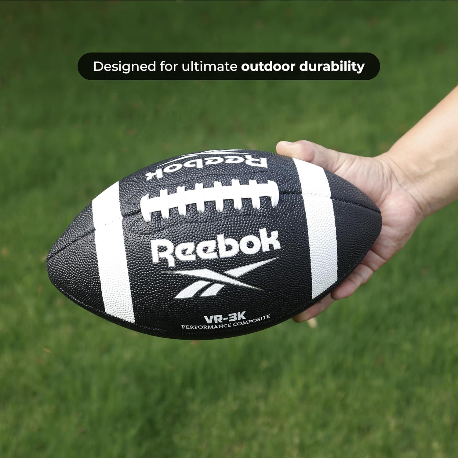 imageReebok Elite Recreational Football Official Size Composite Leather Innovative Soft Grip Technology Cushion Lining Includes Pump ampamp Needle VR4K Series VarsityVR3K Black Series Football