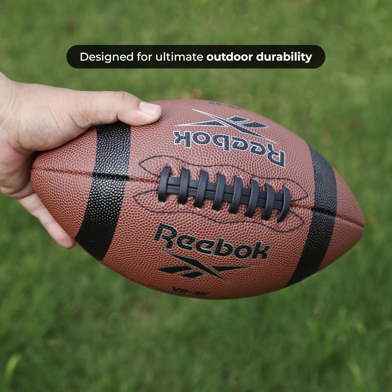 imageReebok Elite Recreational Football Official Size Composite Leather Innovative Soft Grip Technology Cushion Lining Includes Pump ampamp Needle VR4K Series VarsityVR3K Series Varsity Football
