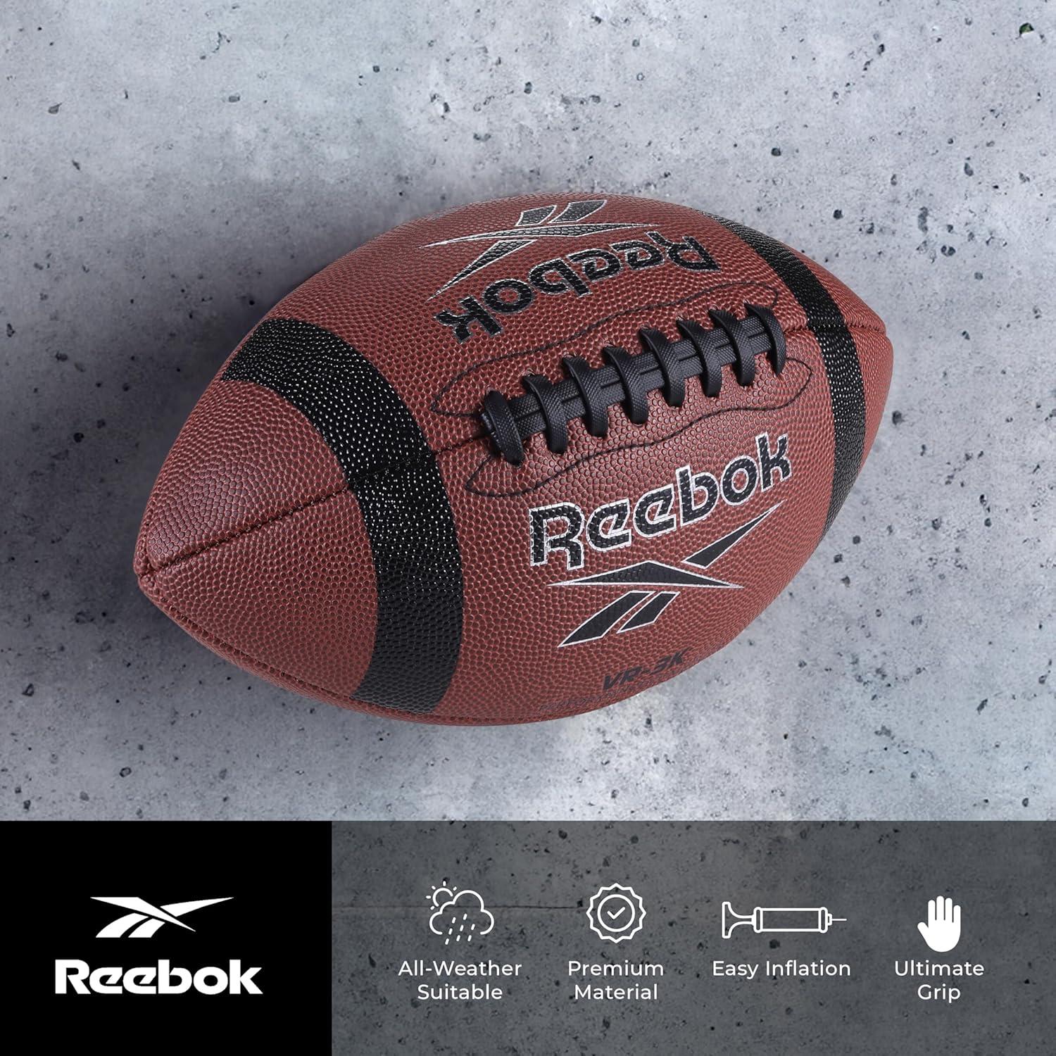 imageReebok Elite Recreational Football Official Size Composite Leather Innovative Soft Grip Technology Cushion Lining Includes Pump ampamp Needle VR4K Series VarsityVR3K Series Football