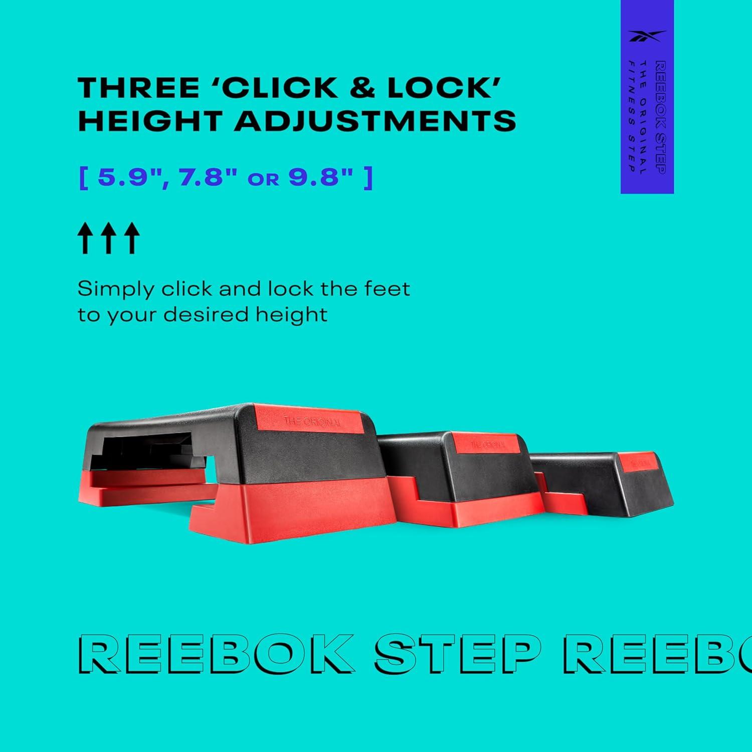imageReebok Fitness Multipurpose Adjustable Aerobic and Strength Training Workout Step Platform for HIIT Cardio and General SessionsRed