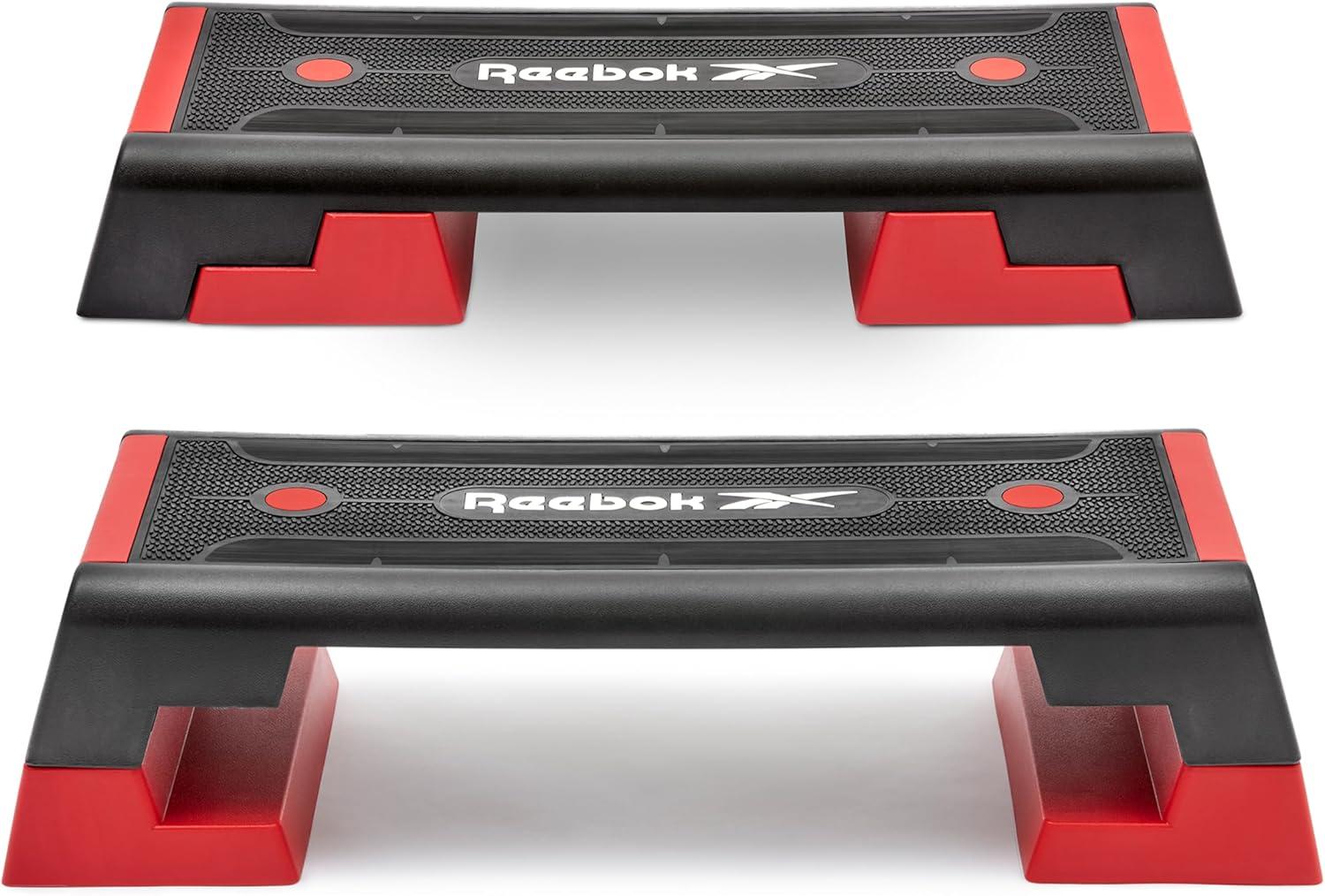 imageReebok Fitness Multipurpose Adjustable Aerobic and Strength Training Workout Step Platform for HIIT Cardio and General SessionsRed