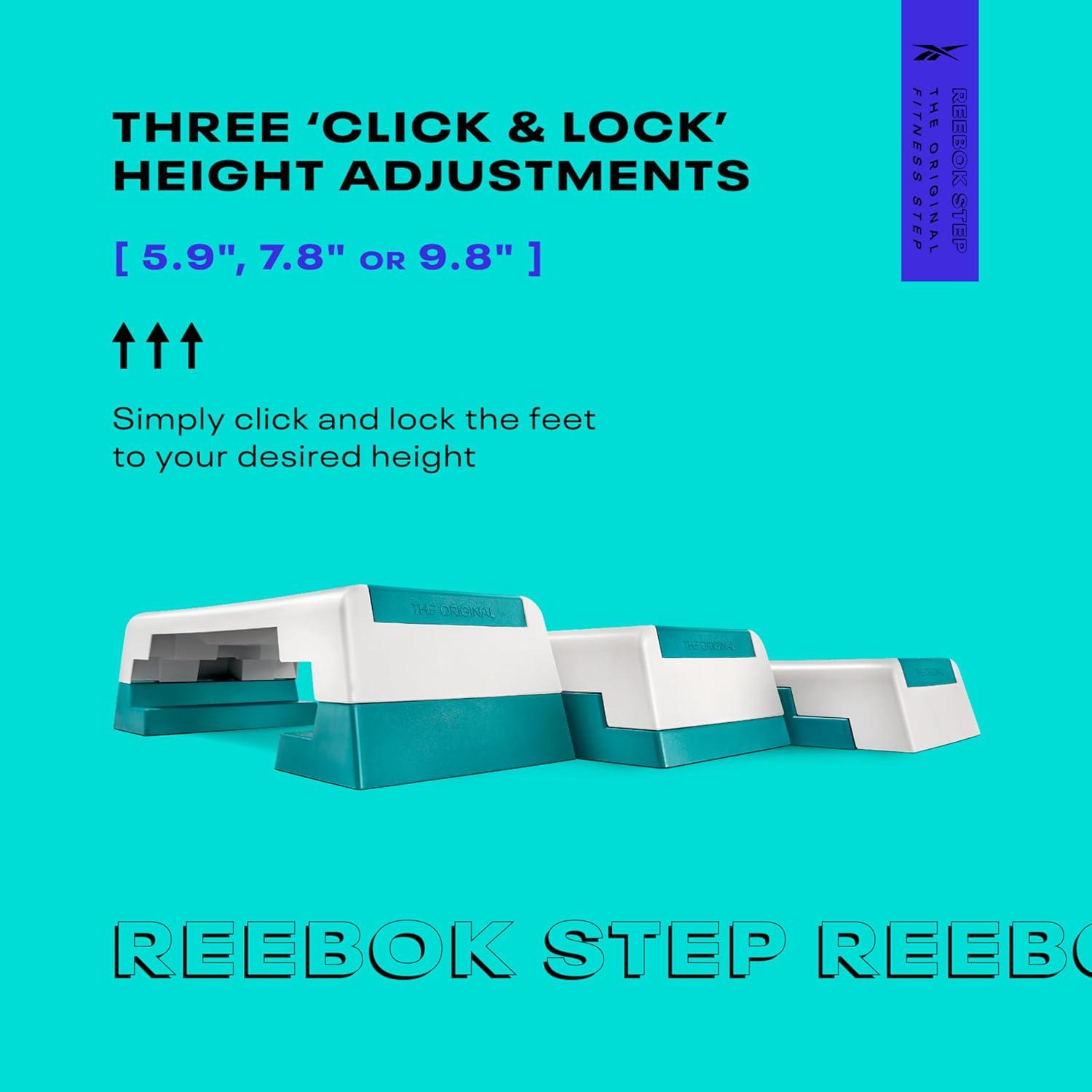 imageReebok Fitness Multipurpose Adjustable Aerobic and Strength Training Workout Step Platform for HIIT Cardio and General SessionsTeal