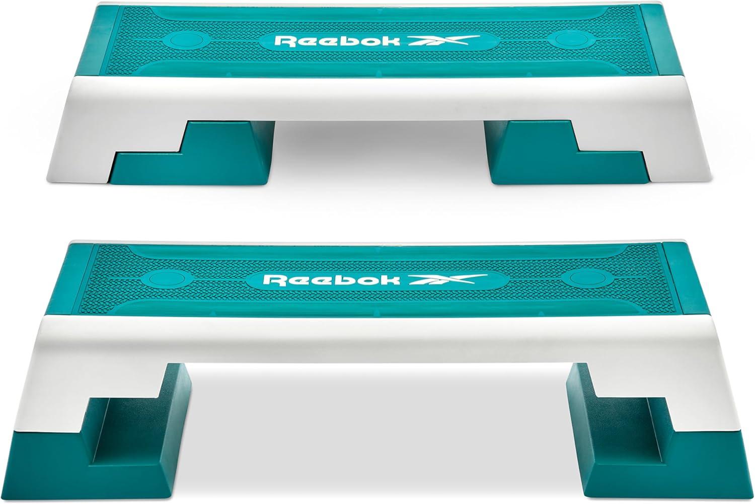imageReebok Fitness Multipurpose Adjustable Aerobic and Strength Training Workout Step Platform for HIIT Cardio and General SessionsTeal