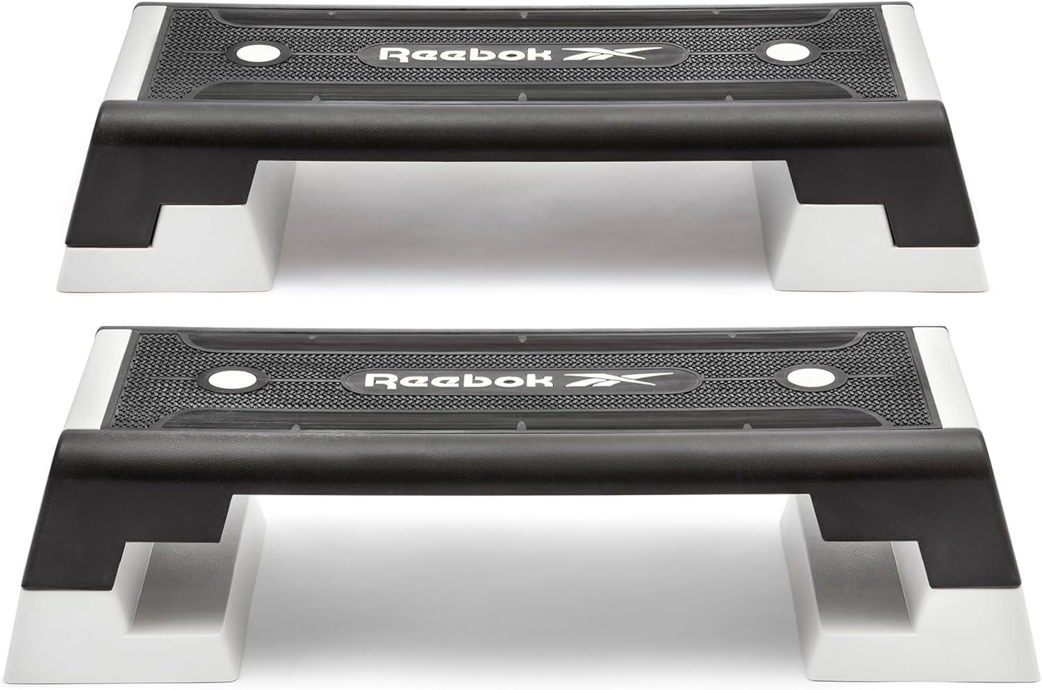 imageReebok Fitness Multipurpose Adjustable Aerobic and Strength Training Workout Step Platform for HIIT Cardio and General SessionsWhite