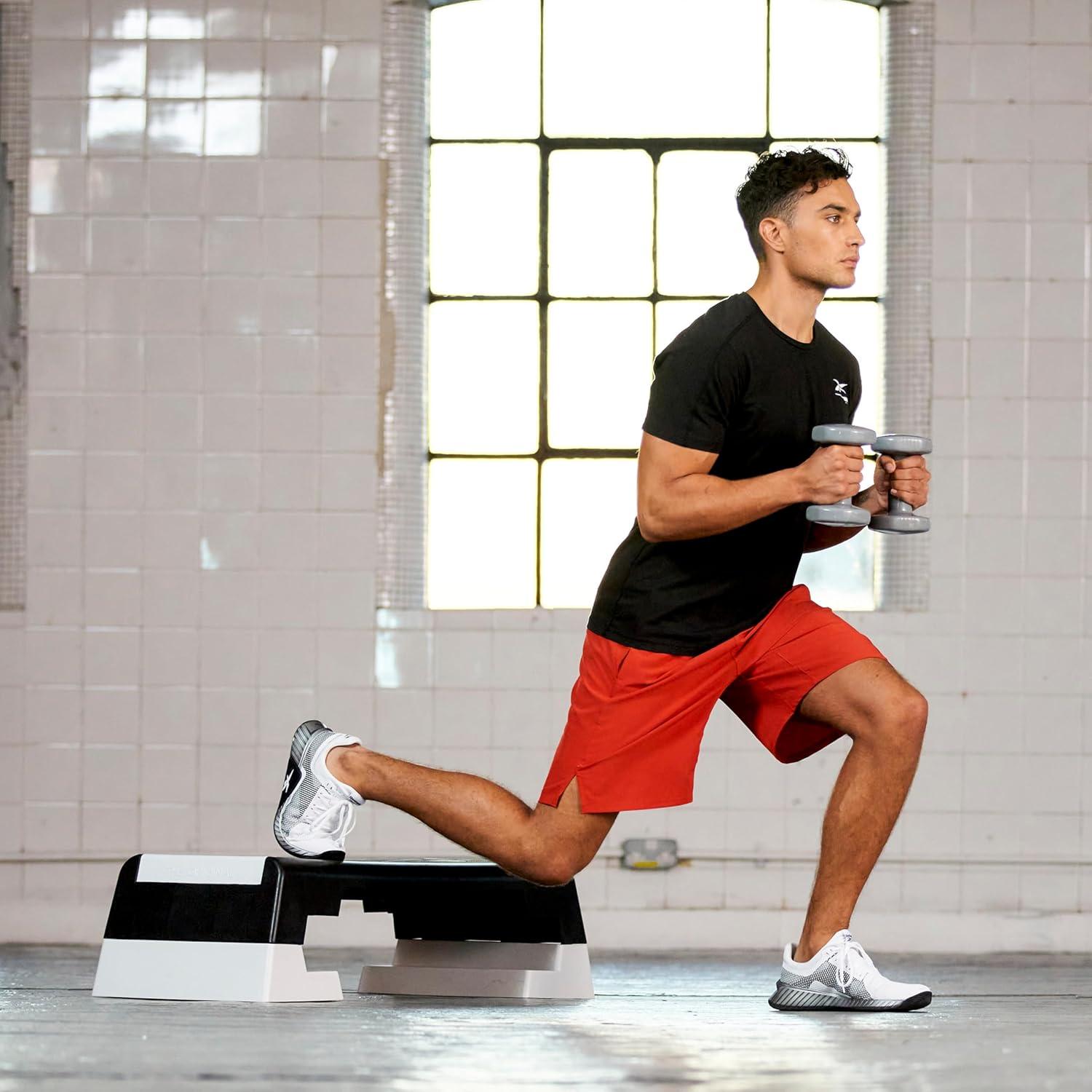 imageReebok Fitness Multipurpose Adjustable Aerobic and Strength Training Workout Step Platform for HIIT Cardio and General SessionsWhite