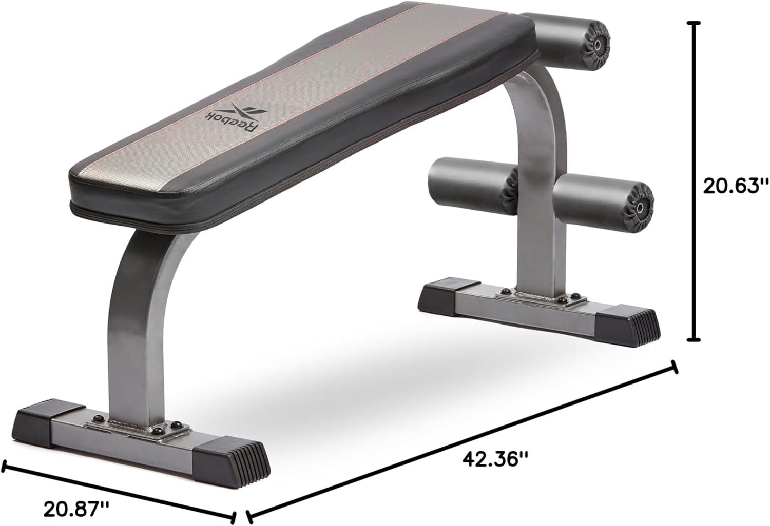 imageReebok Fitness Strength Training Bench with Wipeable Padding Nonslip Feet 330lb Weight Capacity Bench for Seated and Bridging ExercisesBlack  Reebok Ab Workout Bench