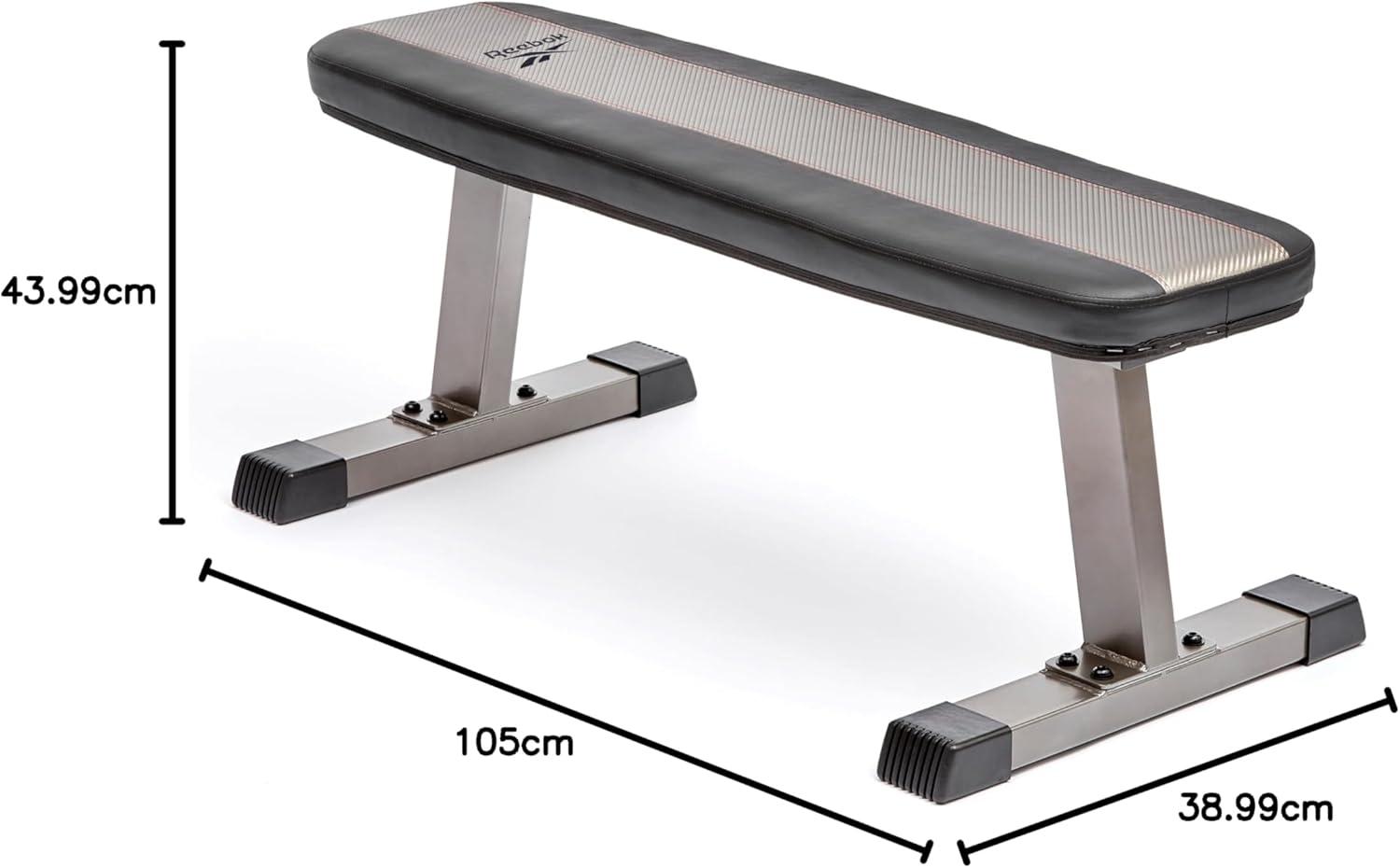 imageReebok Fitness Strength Training Bench with Wipeable Padding Nonslip Feet 330lb Weight Capacity Bench for Seated and Bridging ExercisesReebok Flat Weight Bench