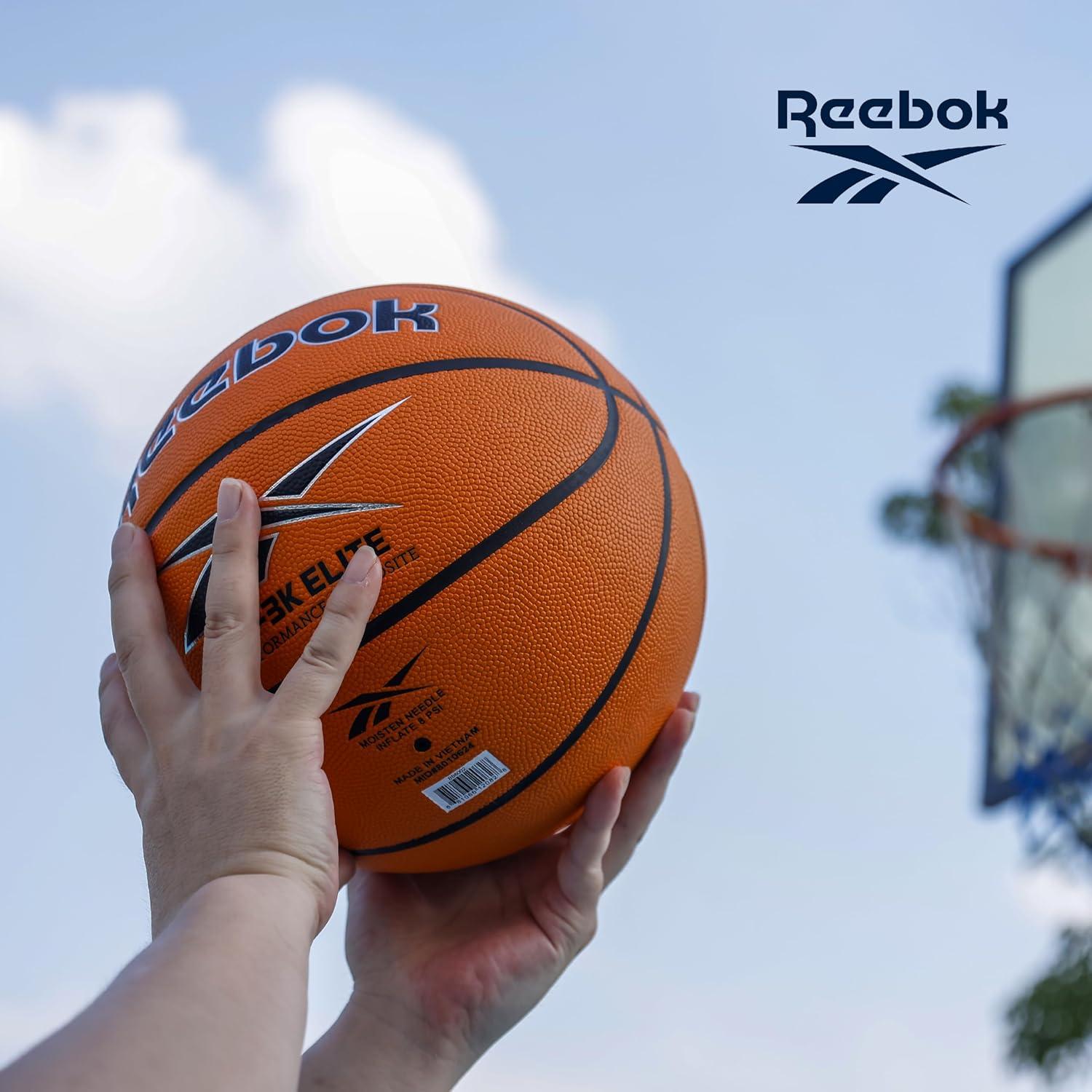 imageReebok Hi Vis Elite Basketball Official Size Composite Leather AntiSlip Grip Consistent Shape Retention Includes Pump ampamp Needle VR3K Series