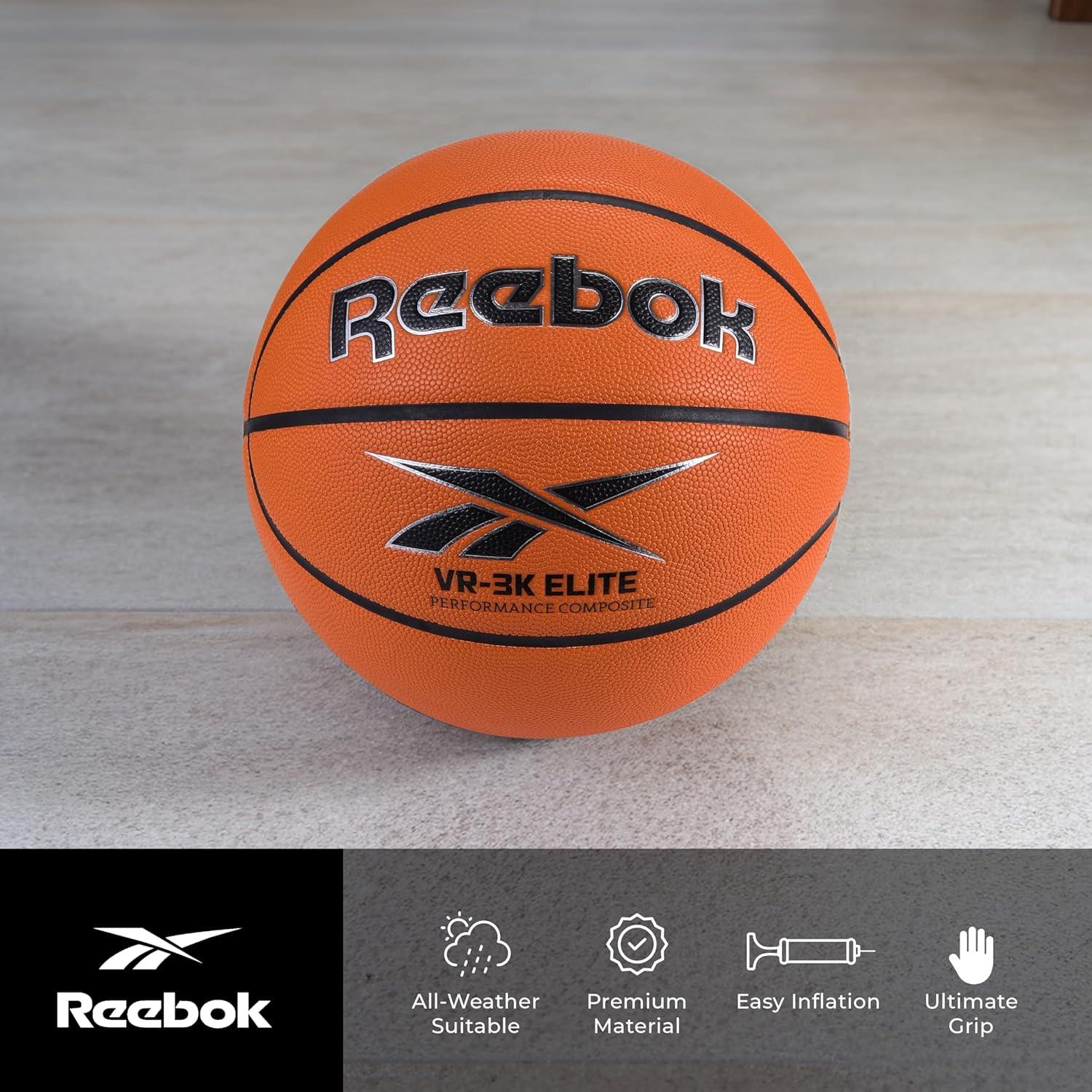 imageReebok Hi Vis Elite Basketball Official Size Composite Leather AntiSlip Grip Consistent Shape Retention Includes Pump ampamp Needle VR3K Series
