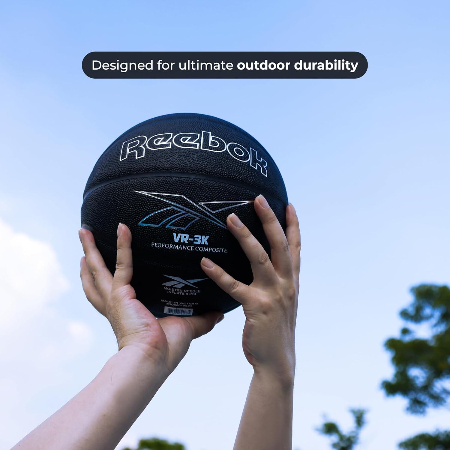 imageReebok Official Size Basketball Composite Leather AntiSlip Grip Consistent Shape Retention Includes Pump ampamp Needle VR3K Black Series