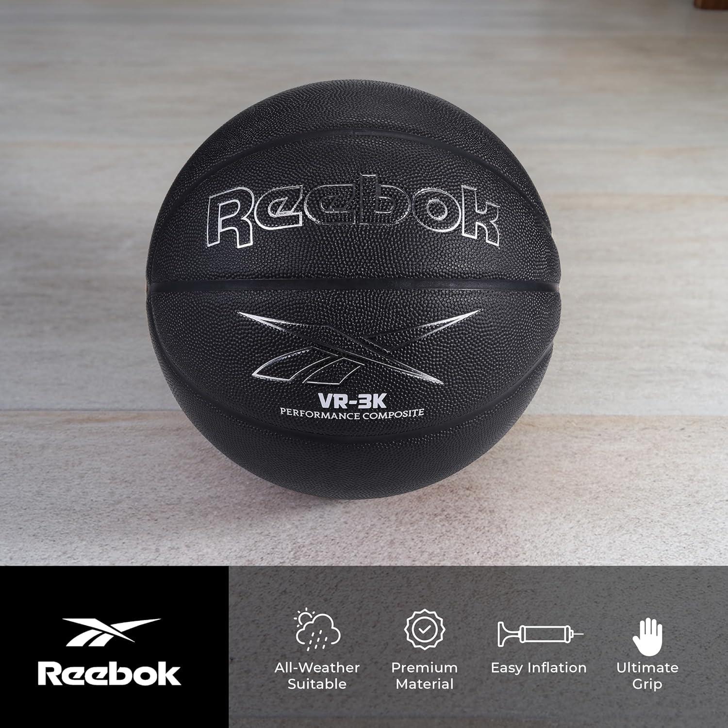 imageReebok Official Size Basketball Composite Leather AntiSlip Grip Consistent Shape Retention Includes Pump ampamp Needle VR3K Black Series