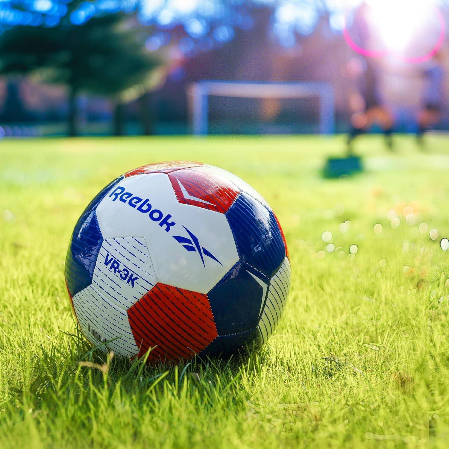 imageReebok Recreational Soccer Ball Premium TPU Composite Leather Cover Soft Touch EVA Foam Backing Includes Pump ampamp Needle VR3K Series
