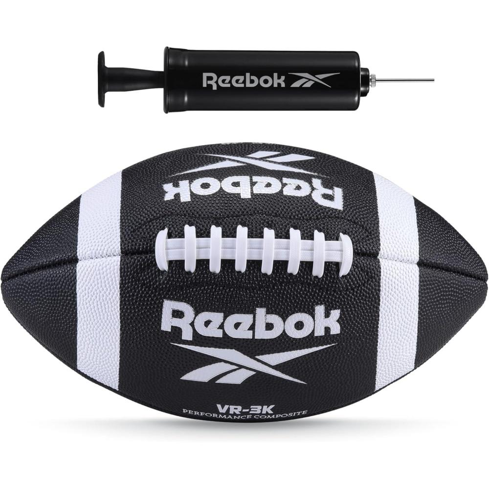 imageReebok Elite Recreational Football Official Size Composite Leather Innovative Soft Grip Technology Cushion Lining Includes Pump ampamp Needle VR4K Series VarsityVR3K Black Series Football