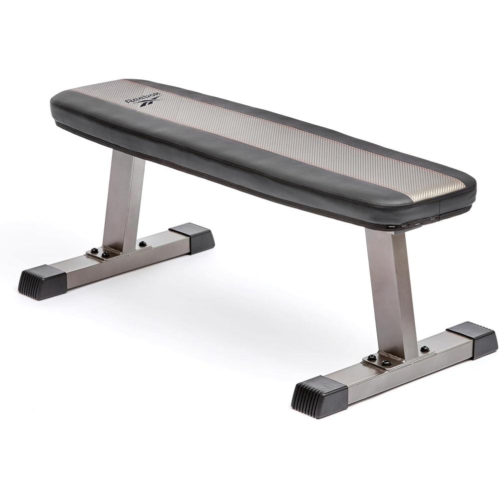 imageReebok Fitness Strength Training Bench with Wipeable Padding Nonslip Feet 330lb Weight Capacity Bench for Seated and Bridging ExercisesReebok Flat Weight Bench
