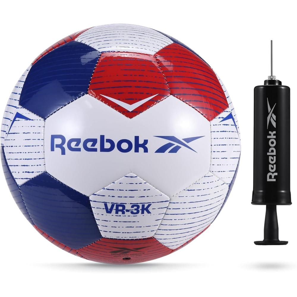 imageReebok Recreational Soccer Ball Premium TPU Composite Leather Cover Soft Touch EVA Foam Backing Includes Pump ampamp Needle VR3K Series
