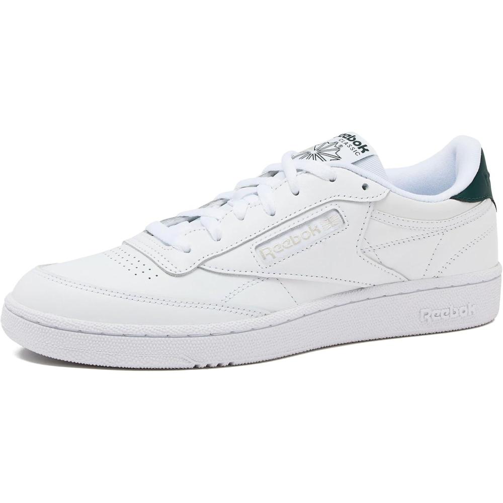 imageReebok UnisexAdult Club C 85 SneakerWhiteBreakaway GreenFlint Grey Metallic