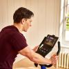 imageReebok Fitness Stationary Bike Bluetooth Compatible Indoor Cycling Bike 24 Resistance Levels 12 Workouts Upright Exercise Bike with Gel Pad SaddleBlue