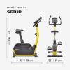 imageReebok Fitness Stationary Bike Bluetooth Compatible Indoor Cycling Bike 24 Resistance Levels 12 Workouts Upright Exercise Bike with Gel Pad SaddleYellow