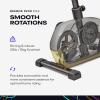 imageReebok Fitness Stationary Bike Bluetooth Compatible Indoor Cycling Bike 24 Resistance Levels 12 Workouts Upright Exercise Bike with Gel Pad SaddleYellow