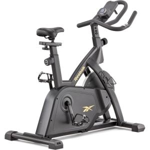 imageReebok Fitness Stationary Bike Bluetooth Compatible Indoor Cycling Bike 24 Resistance Levels 12 Workouts Upright Exercise Bike with Gel Pad SaddleReebok FR30 Sprint Bike