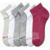 imageReebok Womens Comfort Cushioned Athletic Quarter Cut Socks 6 PackPinkGrey Assorted