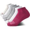 imageReebok Womens Comfort Cushioned Athletic Quarter Cut Socks 6 PackPinkGrey Assorted