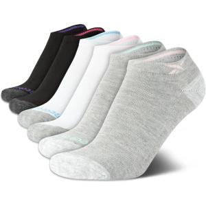 imageReebok Womens Athletic Socks  Performance Cushioned Low Cut Socks 6 PackBlackGreyPink Logo