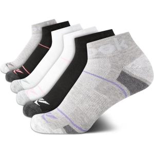imageReebok Womens Comfort Cushioned Athletic Quarter Cut Socks 6 PackGreyWhiteBlack
