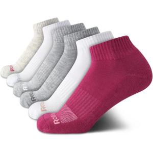 imageReebok Womens Comfort Cushioned Athletic Quarter Cut Socks 6 PackPinkGrey Assorted