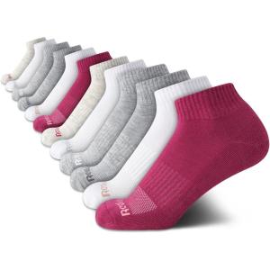 imageReebok Womens Quarter Crew Socks  12 Pack Performance Cushion Comfort Crew Socks  Athletic Socks for Women 410PinkGrey Assorted
