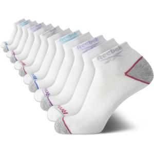 imageReebok Womens Quarter Crew Socks  12 Pack Performance Cushion Comfort Crew Socks  Athletic Socks for Women 410WhiteGrey